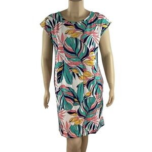 T by Talbots Cozy Crush Cross Back Dress Tropical Fronds XL